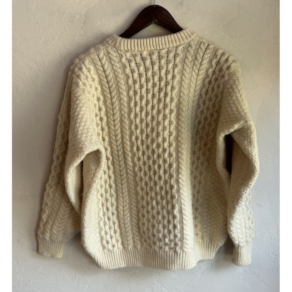 Vintage Aran Country Wool Cable Knit Fisherman Sweater Ireland Pullover XXL - Picture 2 of 8